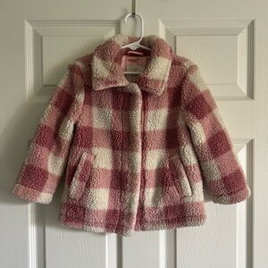 Urban Republic Pink and Cream Checkered Kids Fleece Jacket